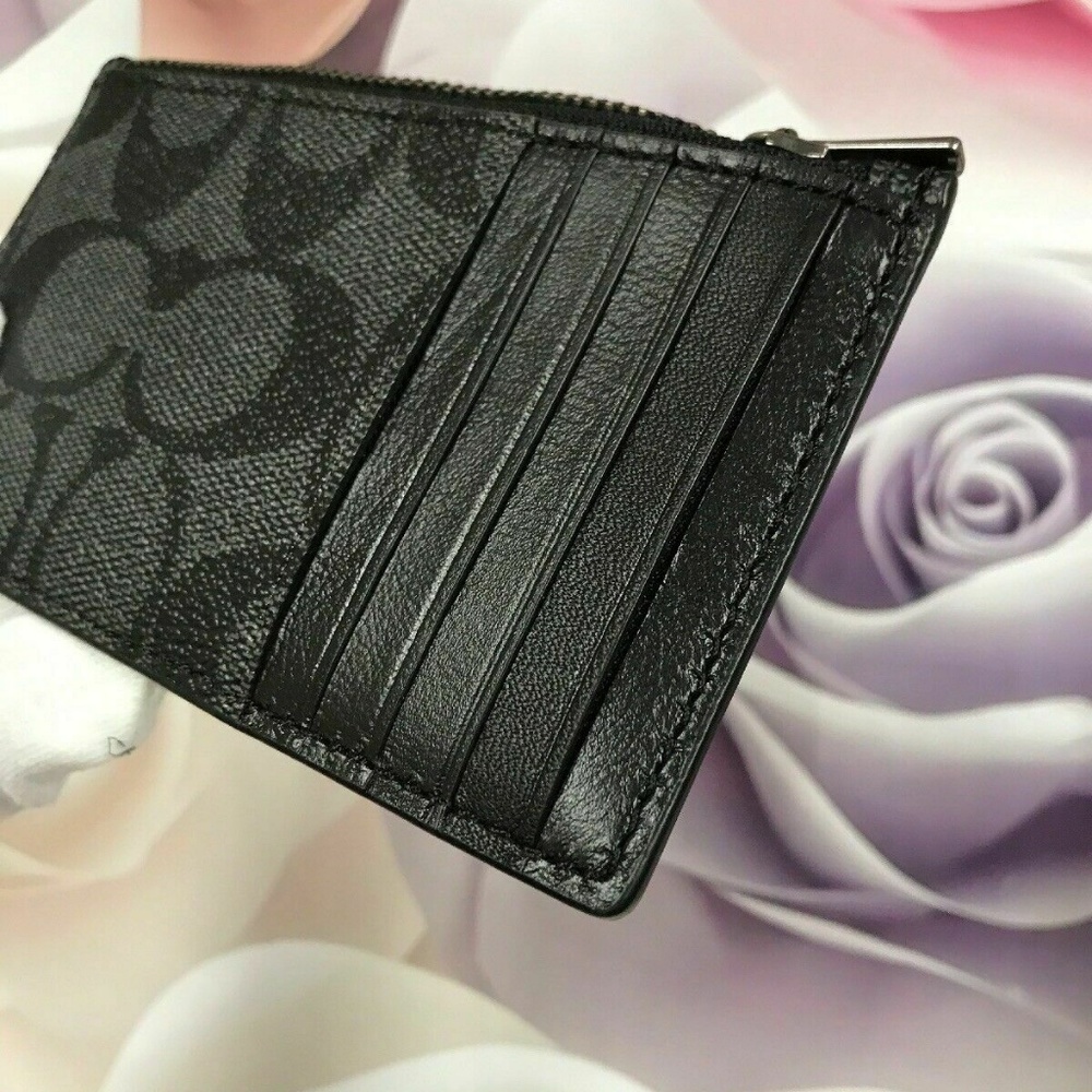 Men’s Zip Card Case Holder Wallet Signature - Picture 6 of 8